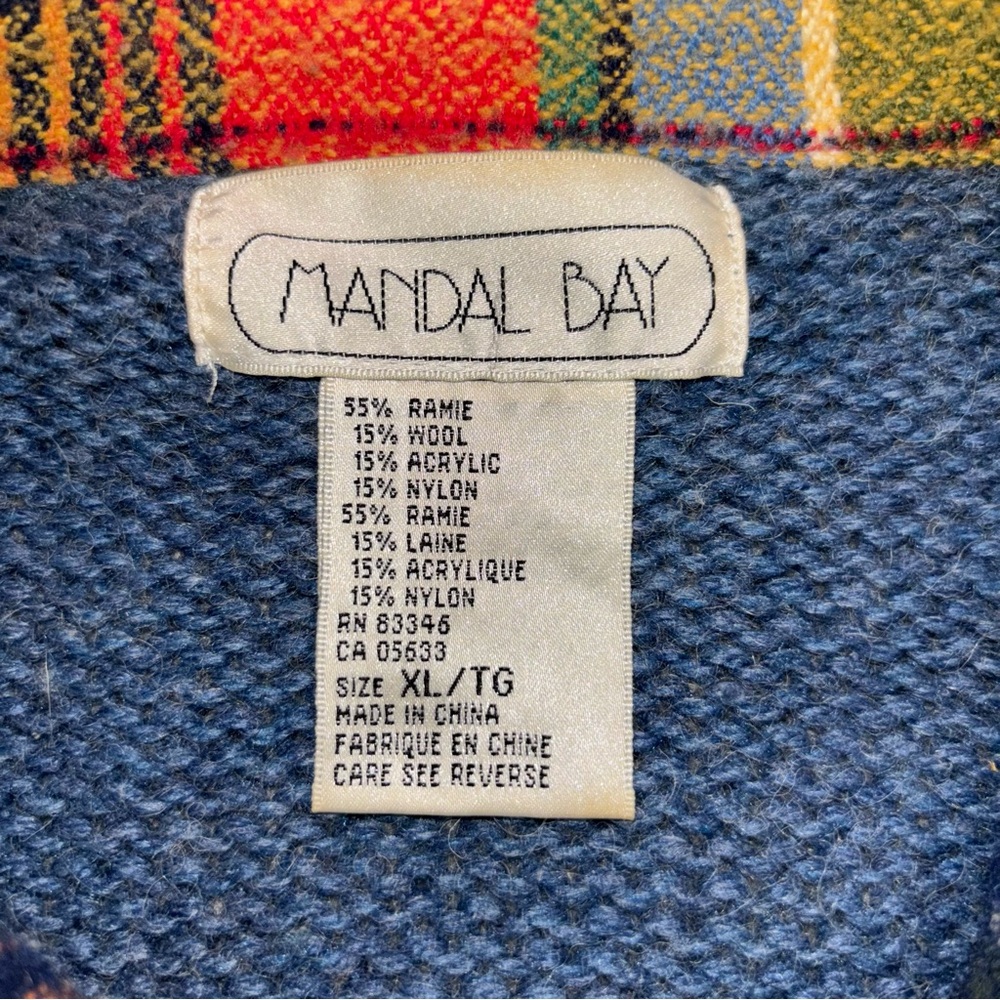 VTG Mandal Bay Wool Blend Cardigan Embroidered Button Collared Boho Women’s XL - Picture 8 of 9